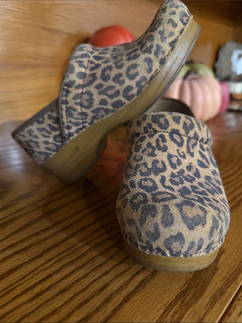 Dansko Leopard Print Clogs in Tan and Brown